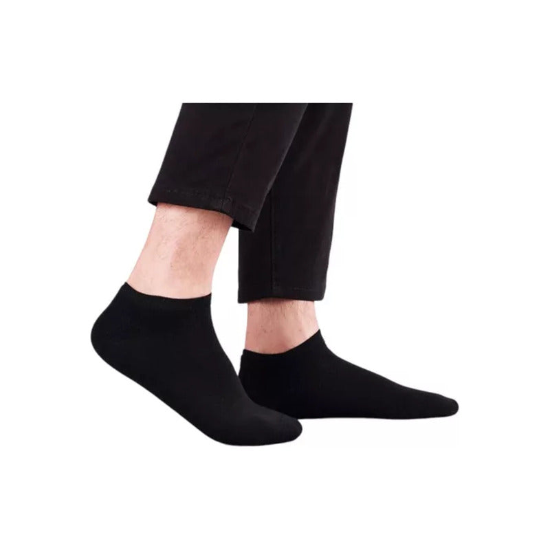 2X PARES MEDIAS TOBILLERAS NEGRAS CALCETINES NEGRO LISO 36-41