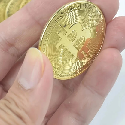 MONEDA BITCOIN COLECCIONABLE DORADA METÁLICA CRIPTO LUJO