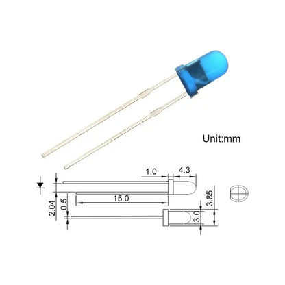 10X LUZ LED DIODO 3MM AZUL 20MA 3-3.2V 6000-7000MCD 3.0-3.2 AZUL