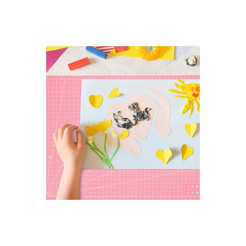 TAPETE CORTE A3 ALFOMBRILLA MANUALIDADES BISUTERIA PAPEL ROSA