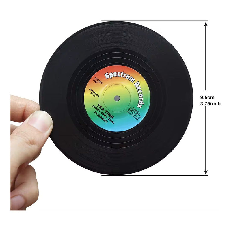 6X SET POSAVASOS RETRO VINILO TOCADISCOS LP MUSICA VINILO SET NEGRO