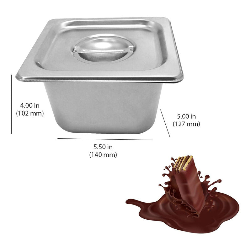 FONDUE MÁQUINA DERRETIR CHOCOLATE 6 PUESTOS COMERCIAL ACERO PLATEADO