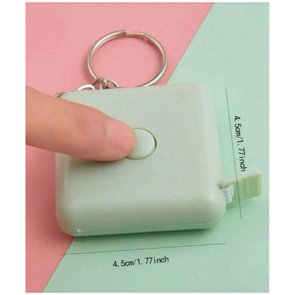 CINTA MÉTRICA CORPORAL RETRÁCTIL VERDE LLAVERO BOLSO CARTERA VERDE CLARO