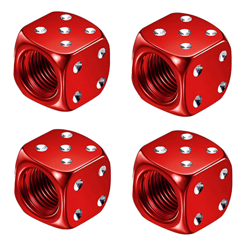 JUEGO TAPA VÁLVULA AIRE NEUMÁTICO LLANTA DADOS ALUMINIO