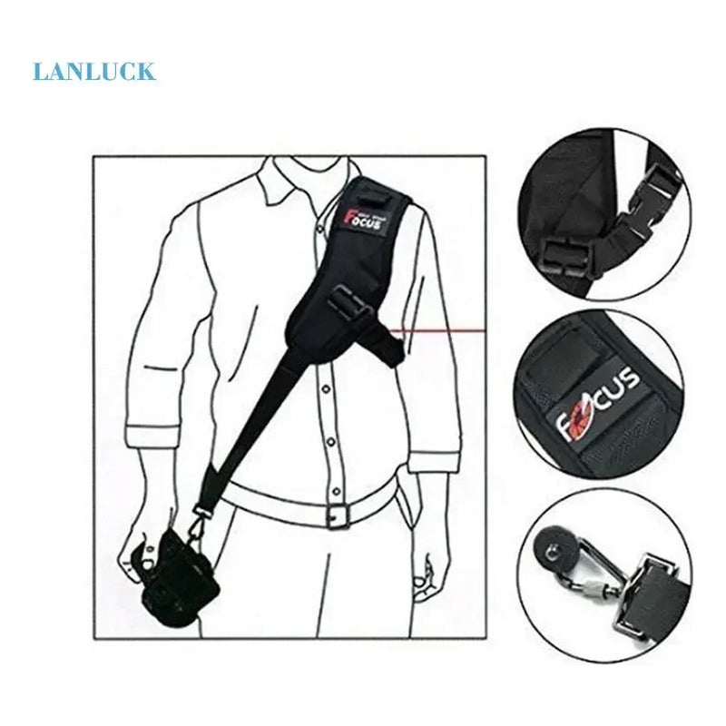 CORREA AJUSTABLE HOMBRO CAMARA DSLR PROFESIONAL ROSCA 1/4 NEGRO HOMBRO