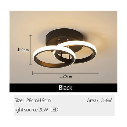 LAMPARA TECHO LUZ LED TIPO DOBLE ARO 25W MARCO NEGRO SALA 110/220V NEGRO