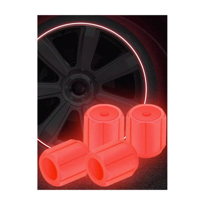 JUEGO TAPA VÁLVULA AIRE NEUMÁTICO LLANTA FLOURESCENTE BRILLA