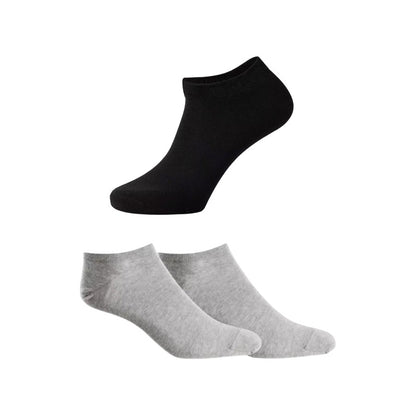 2X PARES MEDIAS TOBILLERAS NEGRAS Y GRISES CALCETINES NEGRO LISO 36-41
