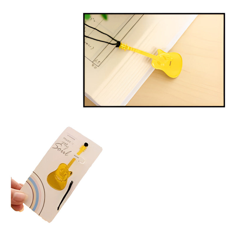 MARCA PÁGINAS GUITARRA REVISTA AGENDA MÚSICA NOTAS LIBRO   DORADO GUITARRA