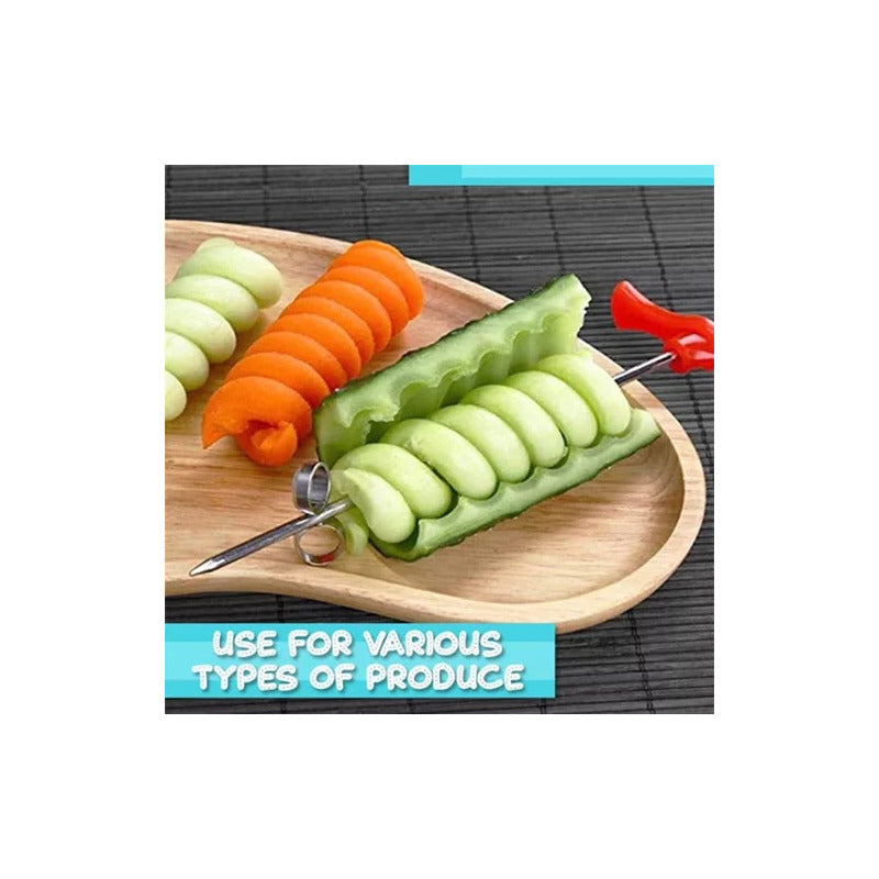 CORTADOR ESPIRAL VERDURAS ACERO INÓXIDABLE MANUAL ENSALADAS ROJO