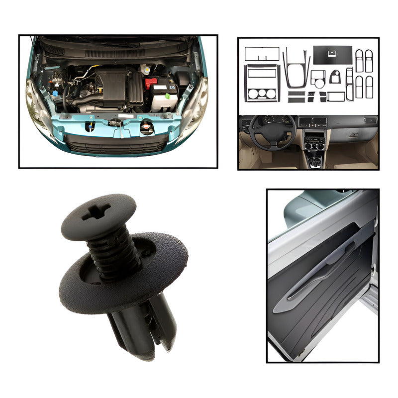 10X PIN CLIP AJUSTE PLÁSTICO VEHÍCULO CARRO 19MM X 12MM X8MM NEGRO