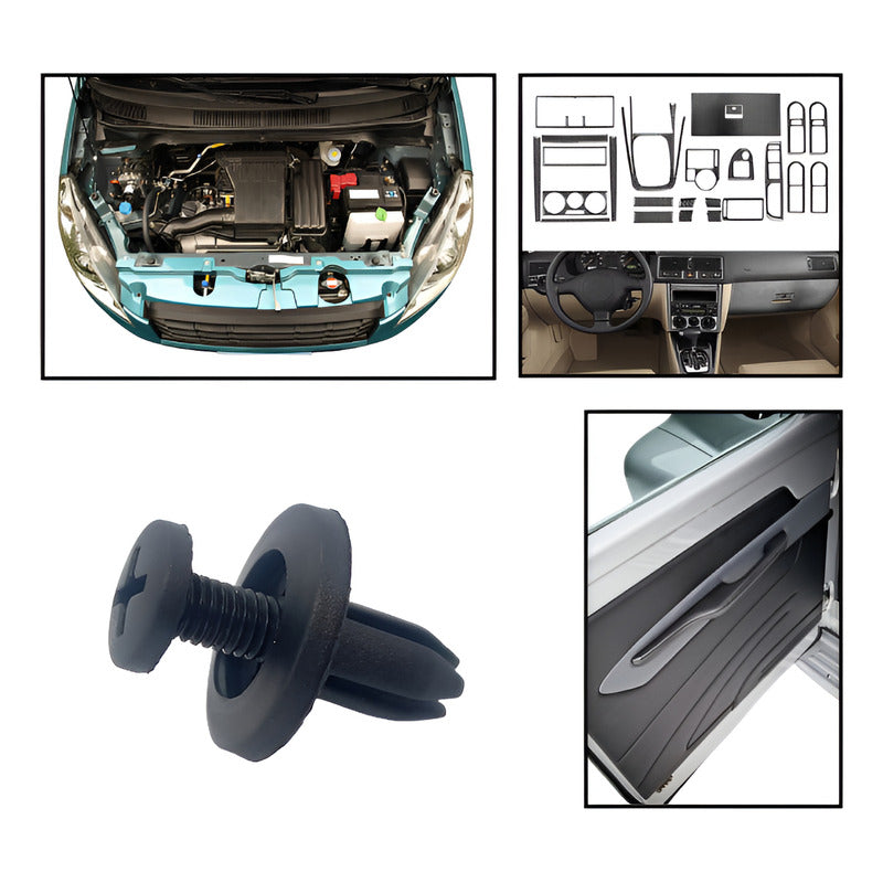 10X PIN CLIP PLÁSTICO AJUSTE REMACHE 15X11X6MM CARRO TABLERO NEGRO