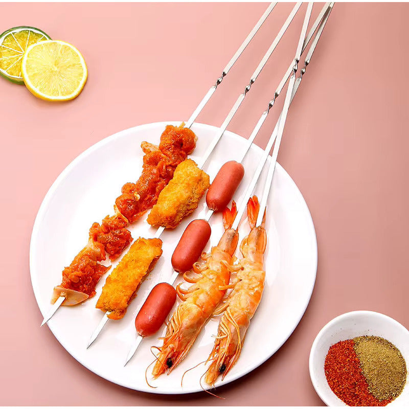 5X PINCHOS BROCHETAS BBQ ASADO ACERO INOXIDABLE CARNE