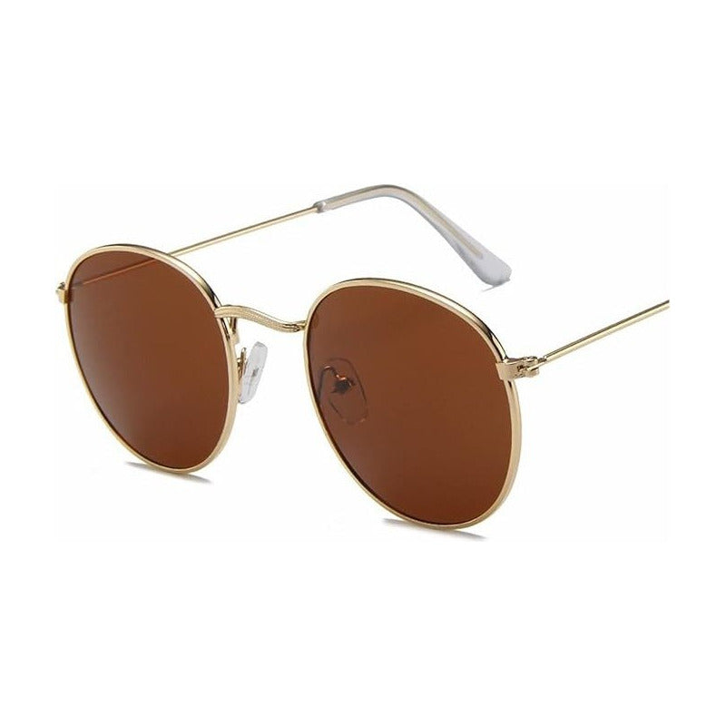 GAFAS SOL POLICARBONATO MARRÓN SEMI REDONDAS FASHION ESTILO SEMI REDONDO MARRÓN CLARO MARRÓN CLARO DORADO OSCURO DORADO OSCURO