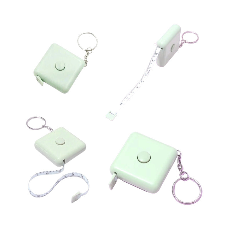 CINTA MÉTRICA CORPORAL RETRÁCTIL VERDE LLAVERO BOLSO CARTERA VERDE CLARO