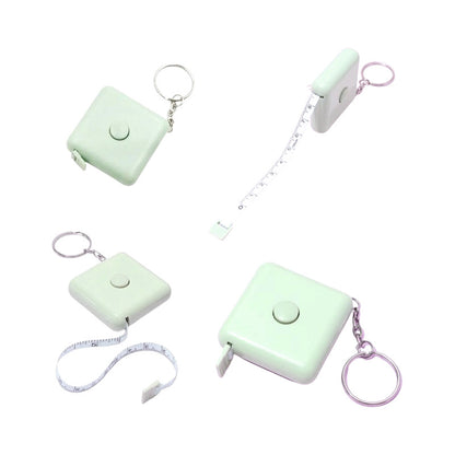 CINTA MÉTRICA CORPORAL RETRÁCTIL VERDE LLAVERO BOLSO CARTERA VERDE CLARO