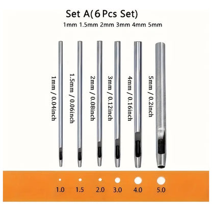 6X PUNZONES TROQUELES SACABOCADOS CUERO MARROQUINERÍA 10 CM