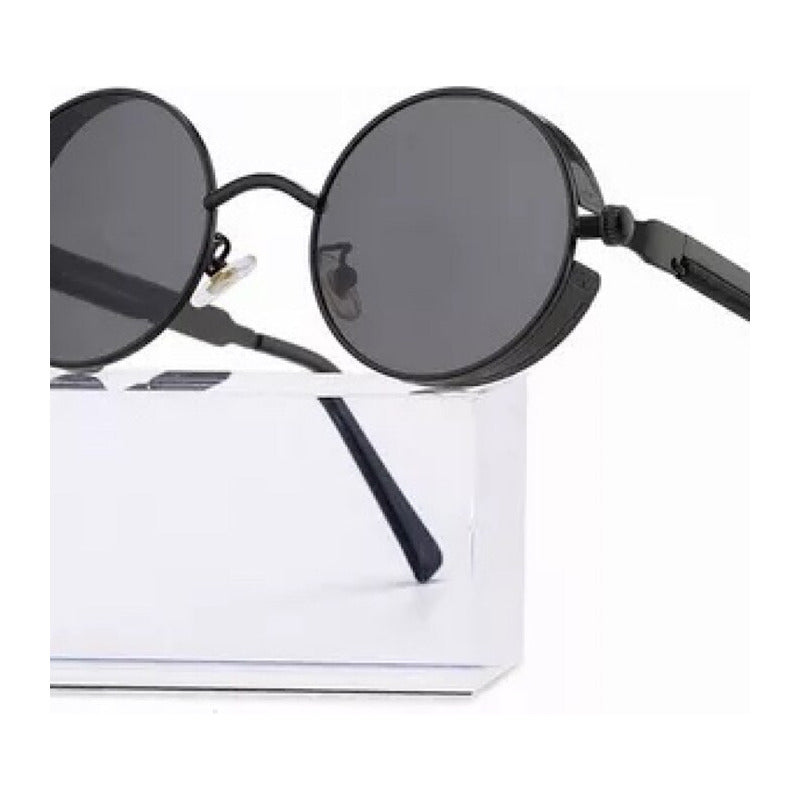 GAFAS SOL POLICARBONATO UV REDONDAS STEAMPUNK FASHION NEGRO REDONDO NEGRO