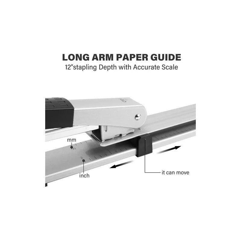 GRAPADORA BRAZO LARGO 12 PULGADAS DOCUMENTOS LIBROS REVISTAS GRIS OSCURO