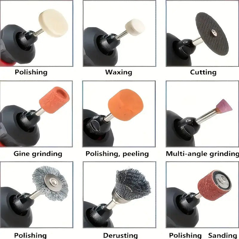 KIT 105 PCS CABEZALES PULIDO AMOLADORA MOTOTOOL MARQUETERÍA 12V 50 50 W