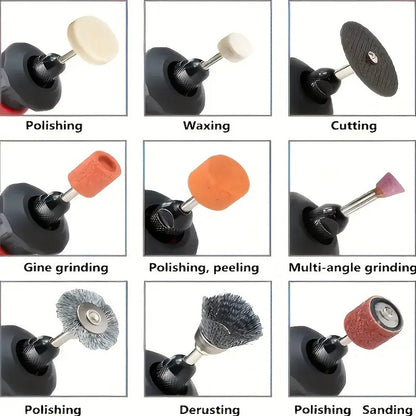 KIT 105 PCS CABEZALES PULIDO AMOLADORA MOTOTOOL MARQUETERÍA 12V 50 50 W