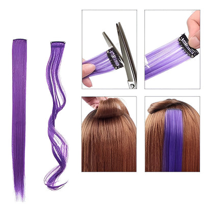 EXTENSIÓN CABELLO LISO SINTÉTICO 22 PULG VIOLETA CLIP VIOLETA