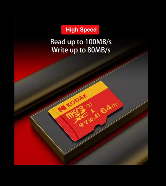 TARJETA MICRO SD 64GB KODAK XC I3 4K C10 V30 A1 ROJA