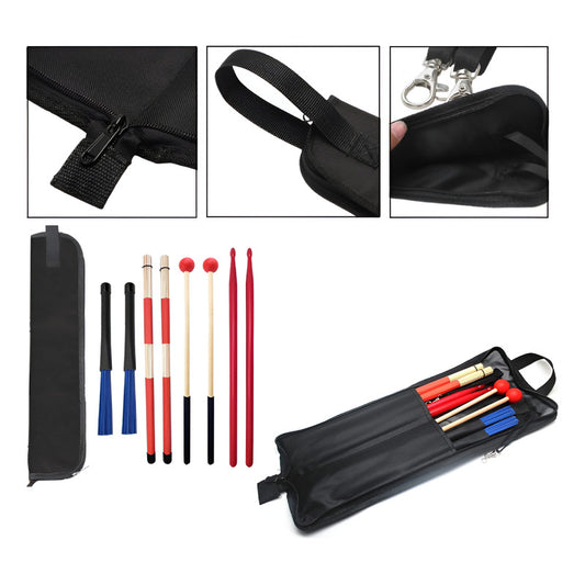 ESTUCHE PORTATIL BAQUETAS PERCUSION MALETA CORREA NEGRO 600D NEGRO | PORTABLE DRUMSTICK BAG CASE WITH STRAP BLACK 600D BLACK
