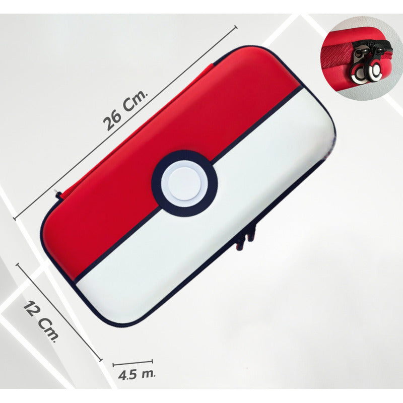 ESTUCHE RÍGIDO NINTENDO SWITCH OLED POKEMON 24X13X4CMS ROJO Y BLANCO | HARD CASE NINTENDO SWITCH OLED POKEMON 24X13X4CMS RED AND WHITE
