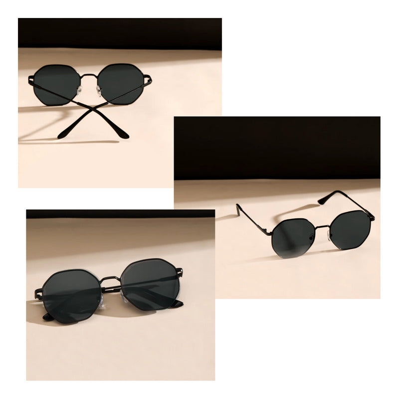 GAFAS SOL POLICARBONATO POLARIZADO REDONDAS FASHION ESTILO REDONDO NEGRO NEGRO NEGRO | POLYCARBONATE POLARIZED ROUND SUNGLASSES FASHION ROUND STYLE BLACK BLACK BLACK
