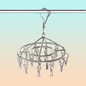 GANCHO ROPA INTERIOR MEDIAS METALICO REDONDO 20 CLIPS FUERTE PLATEADO | ROUND METALLIC UNDERWEAR SOCKS HANGER 20 STRONG CLIPS SILVER
