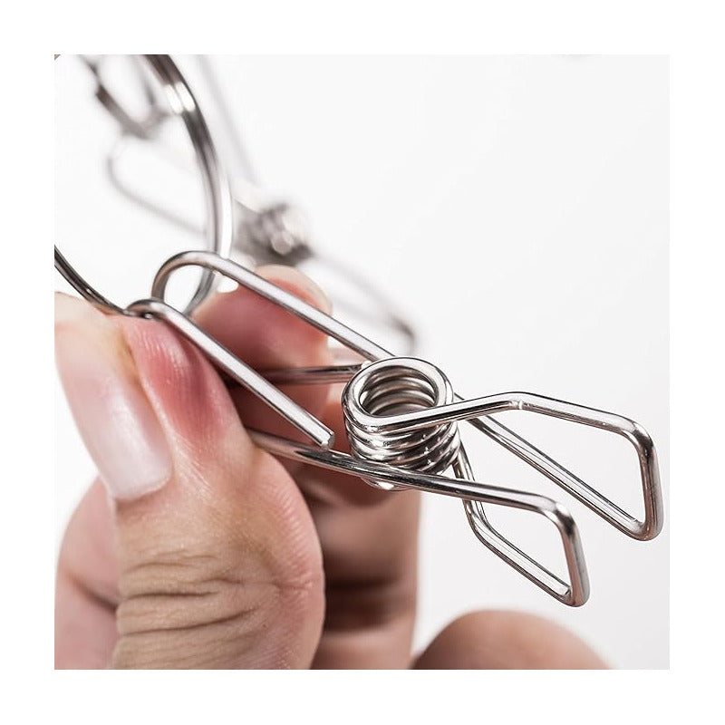 GANCHO ROPA INTERIOR MEDIAS METALICO REDONDO 20 CLIPS FUERTE PLATEADO | ROUND METALLIC UNDERWEAR SOCKS HANGER 20 STRONG CLIPS SILVER
