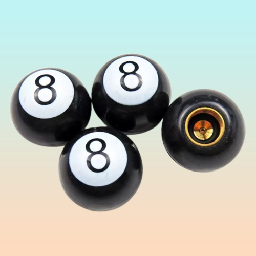 JUEGO TAPA VÁLVULA AIRE LLANTA CARRO MOTO BICI BOLA 8 BILLAR