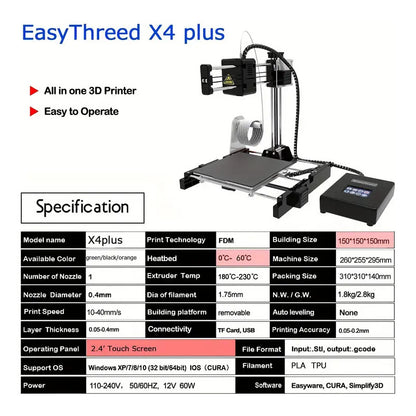 IMPRESORA 3D FDM PANTALLA LCD FILAMENTO PLA 1.75 | 3D FDM PRINTER WITH LCD SCREEN – PLA FILAMENT 1.75 MM