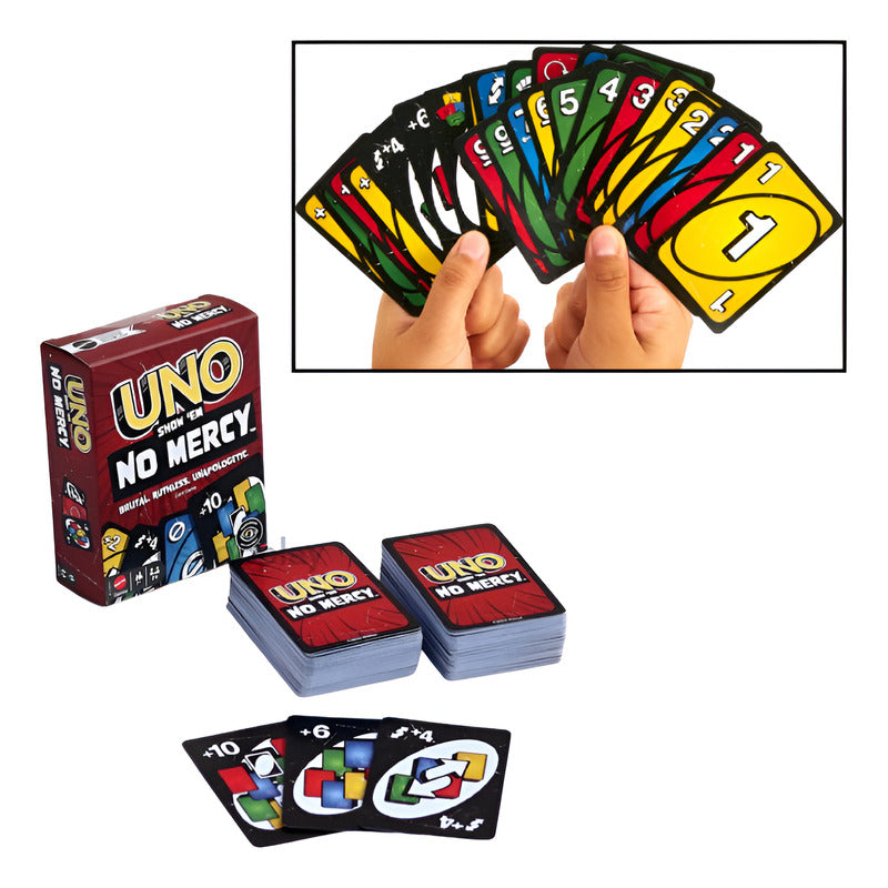 JUEGO CARTAS UNO VERSIÓN NO MERCY MESA DIVERSIÓN RECREACIÓN | UNO CARD GAME NO MERCY VERSION TABLE FUN RECREATION
