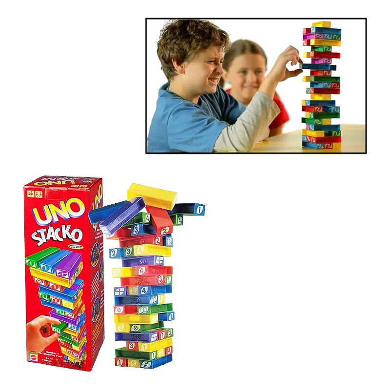 JUEGO MESA UNO STACKO TIPO JENGA | UNO STACKO TABLE GAME JENGA TYPE
