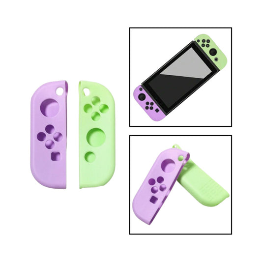 JUEGO PROTECTOR SILICONA CONTROL PARA NINTENDO SWITCH OLED VERDE / LILA | SILICONE CONTROLLER PROTECTOR SET FOR NINTENDO SWITCH OLED GREEN / PURPLE
