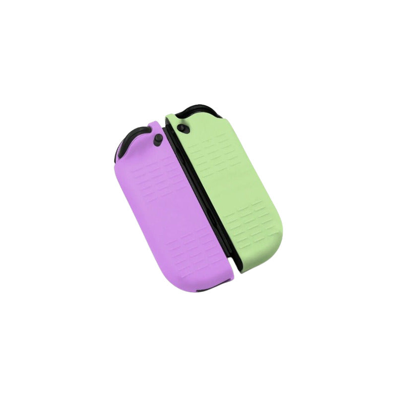 JUEGO PROTECTOR SILICONA CONTROL PARA NINTENDO SWITCH OLED VERDE / LILA | SILICONE CONTROLLER PROTECTOR SET FOR NINTENDO SWITCH OLED GREEN / PURPLE
