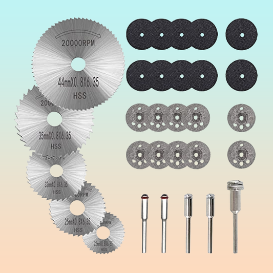 KIT 30 CUCHILLAS SIERRA CIRCULAR TALADRO MOTOTOOL AMOLADORA MARQUETERIA | 30-PIECE CIRCULAR SAW BLADE KIT FOR DRILL, ROTARY TOOL, GRINDER & MARQUETRY