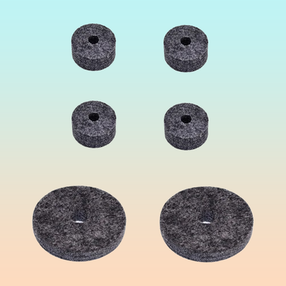 KIT 6 FIELTRO FELPA AJUSTE BASE PLATILLOS BATERIA SET CYMBAL PLATEADO
