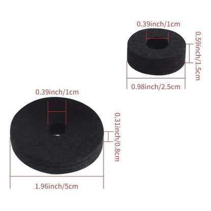 KIT 6 FIELTRO FELPA AJUSTE BASE PLATILLOS BATERIA SET CYMBAL PLATEADO | KIT 6 FELT PLUSH ADJUSTMENT DRUM CYMBAL STAND SET SILVER
