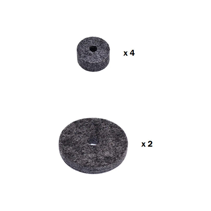 KIT 6 FIELTRO FELPA AJUSTE BASE PLATILLOS BATERIA SET CYMBAL PLATEADO | KIT 6 FELT PLUSH ADJUSTMENT DRUM CYMBAL STAND SET SILVER
