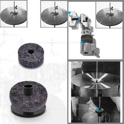KIT 6 FIELTRO FELPA AJUSTE BASE PLATILLOS BATERIA SET CYMBAL PLATEADO | KIT 6 FELT PLUSH ADJUSTMENT DRUM CYMBAL STAND SET SILVER

