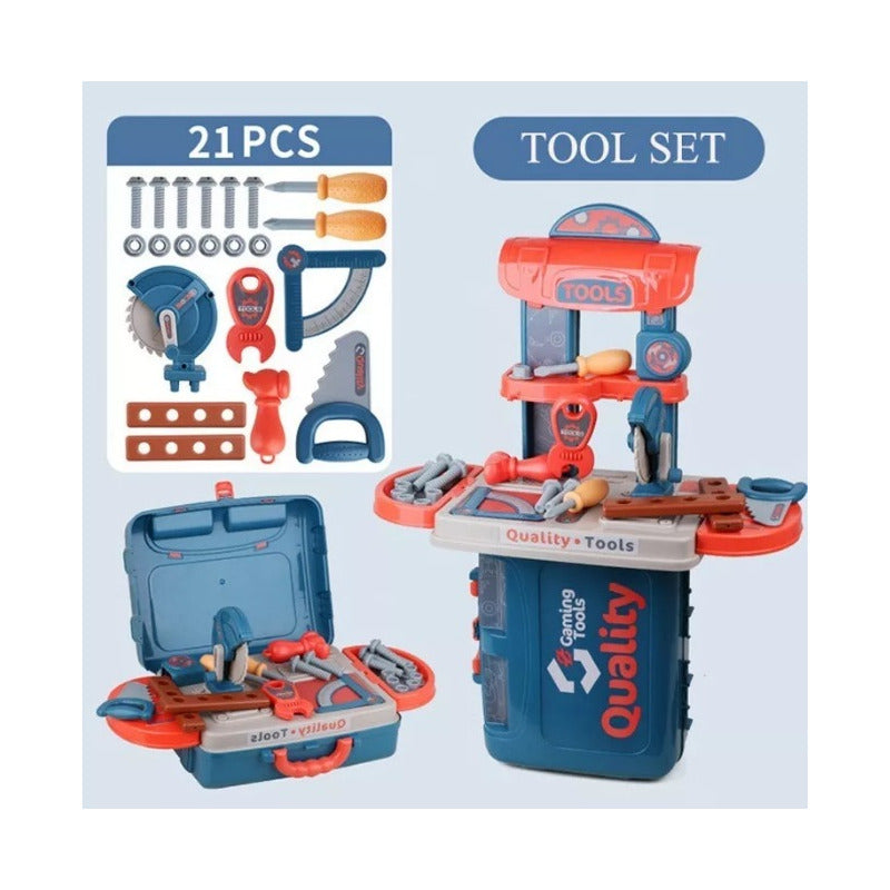 KIT HERRAMIENTAS NIÑOS MALETÍN 3 EN 1 JUGUETE SET 30PCS | KIDS TOOL KIT SUITCASE 3 IN 1 TOY SET 30PCS
