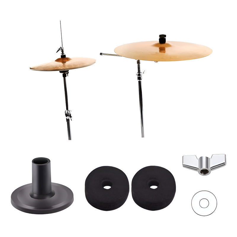 KIT PARA PLATILLOS DE BATERIA 5 PIEZAS SET CYMBALS PLATEADO | 5-PIECE DRUM CYMBAL KIT SET SILVER

