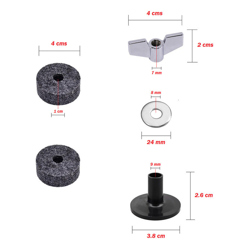 KIT PARA PLATILLOS DE BATERIA 5 PIEZAS SET CYMBALS PLATEADO | 5-PIECE DRUM CYMBAL KIT SET SILVER
