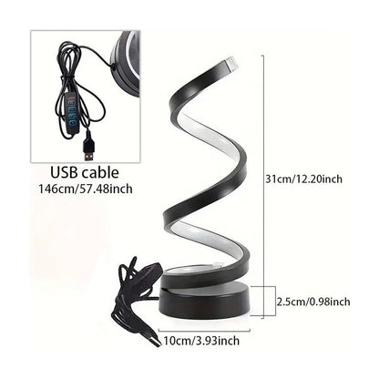 LAMPARA USB ESPIRAL ESCRITORIO MESA NOCHE ESTUDIO MODERNA NEGRO BLANCO 5V | USB SPIRAL LAMP DESK TABLE NIGHT STUDY MODERN BLACK WHITE 5V

