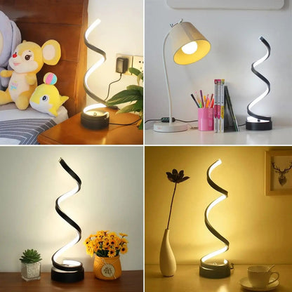 LAMPARA USB ESPIRAL ESCRITORIO MESA NOCHE ESTUDIO MODERNA NEGRO BLANCO 5V | USB SPIRAL LAMP DESK TABLE NIGHT STUDY MODERN BLACK WHITE 5V
