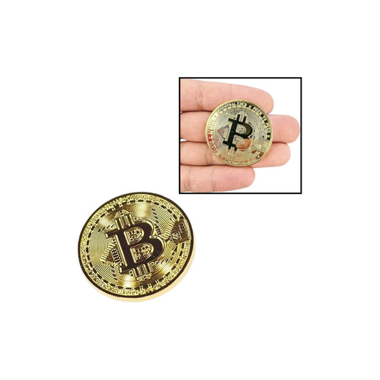 MONEDA BITCOIN COLECCIONABLE DORADA METÁLICA CRIPTO LUJO