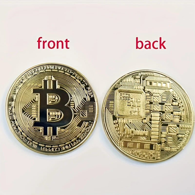 MONEDA BITCOIN COLECCIONABLE DORADA METÁLICA CRIPTO LUJO